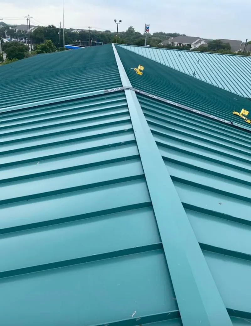 Green commercial metal roof ridge and valley for Metal Roof Repair in North Palm Beach